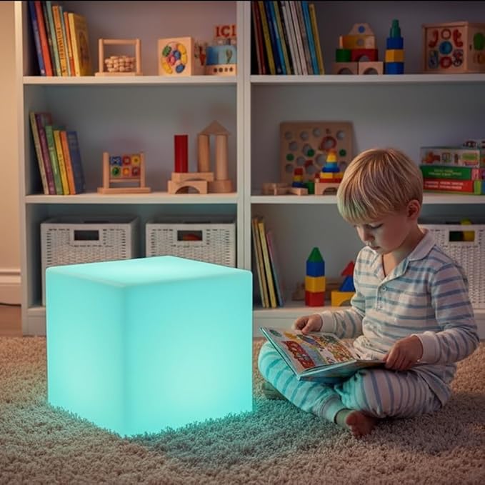 14 inch Versatile LED Cube Light Chair, Rechargeable Light Cubes Table w/Remote - Image 5