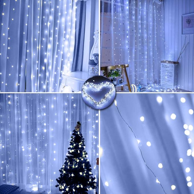Curtain Lights 300 LED String Lights, Hanging Window Lights USB Powered 8 Mode - Image 2