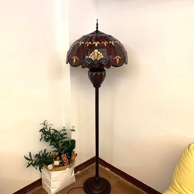 Bieye L10887 Baroque Tiffany Style Stained Glass Double Lit Floor Lamp - Image 7