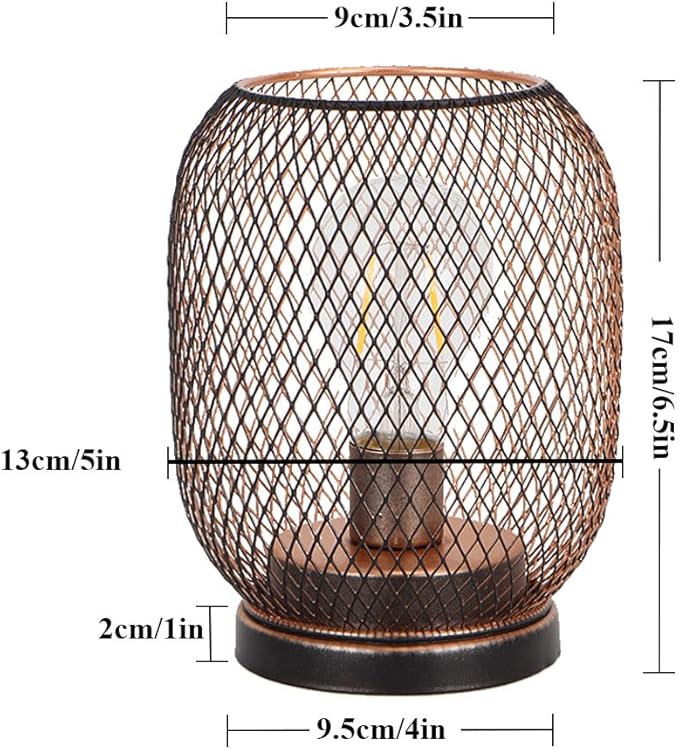 TRIROCKS Set of 2 Battery Operated Lamp LED Table Lantern, Metal Cage Cordless - Image 3