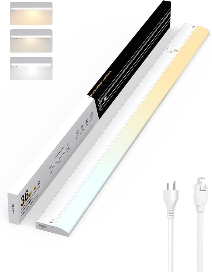 Under Cabinet Lighting Hardwired & Plug-in, 36 inch 3CCT Dimmable Linkable by AULAIDIK