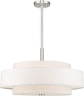 Livex Lighting Fabric Shade 52138-91 Meridian 5 Light Brushed Nickel Pendant by LivexLighting
