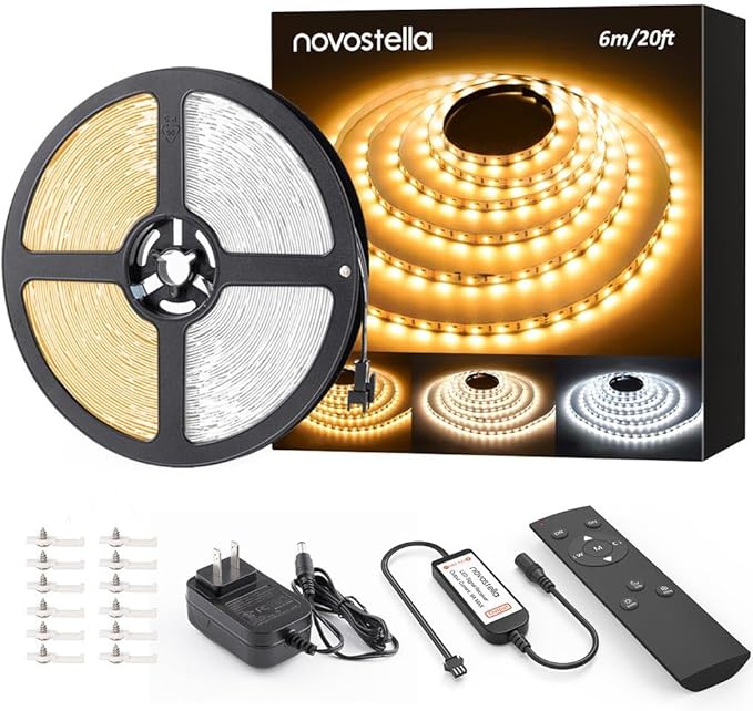 NOVOSTELLA 20ft Tunable White LED Strip Light kit Dimmable 3000K-6500K 24V LED by novostella