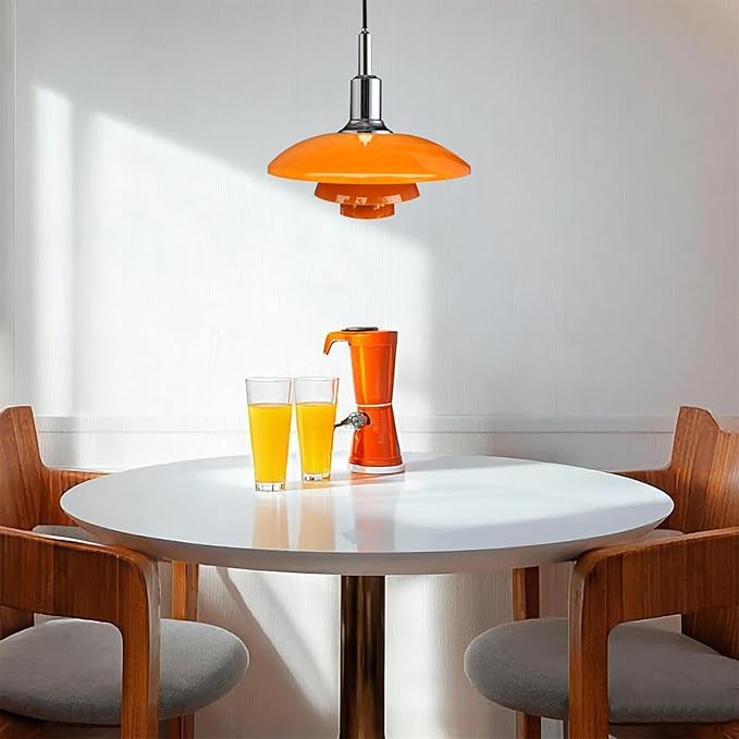 Pendant Light Orange Danish Ceiling light Mid Century Pendant Lamp 3-Layer - Image 8