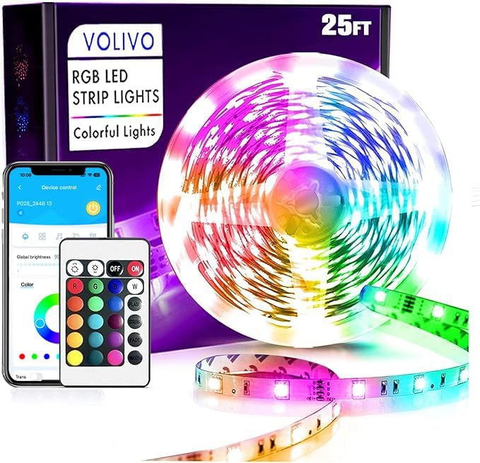 VOLIVO LED Strip Lights 25 FT, App Controlled Bluetooth Led Light Strips Sync by VOLIVO