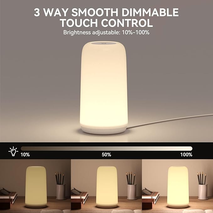 Touch Bedside Table Lamp, 3-Way Dimmable LED Lamp - Image 2