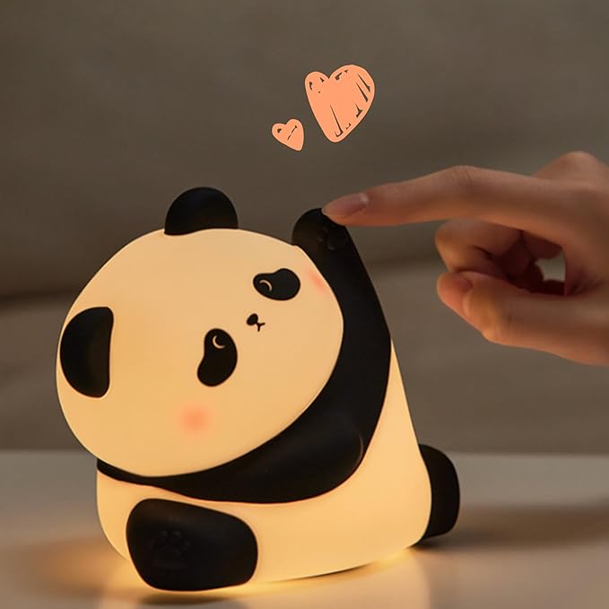 Panda Night Light, Rechargeable 3 Level Dimmable LED Squishy Nursery Nightlight by NesveCit