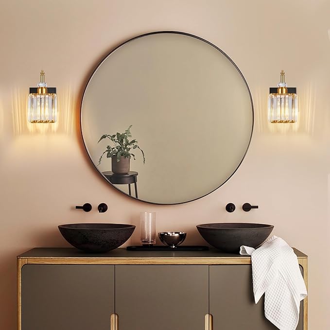 Modern Wall Sconces Set of Two Black Gold Indoor Wall Mounted Room Sconce - Image 3