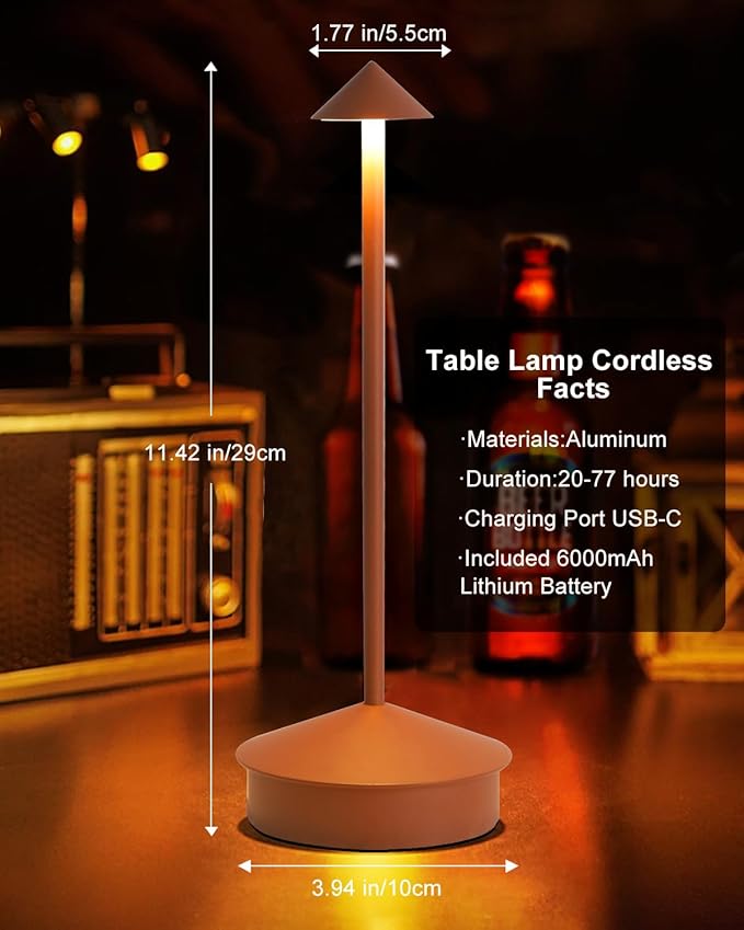 Cordless Table Lamp Desk lamps, 6000mAh Rechargeable Table Lamps, Portable LED - Image 6