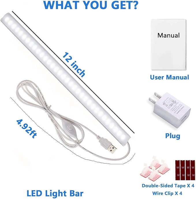 Under Cabinet Light, 12 Inch Plug in LED Closet Light - Image 6