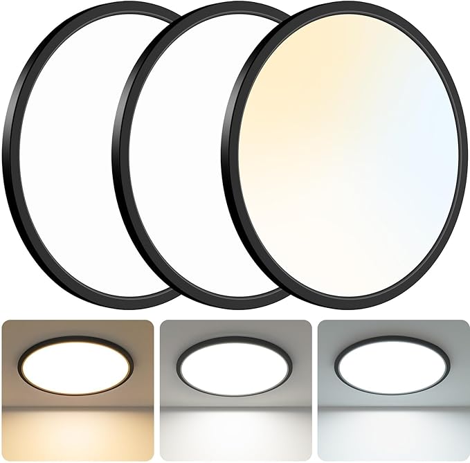 libtit 16.5 Inch Black Flush Mount Ceiling Light, 3000K/4500K/6000K Thin Round - Image 8