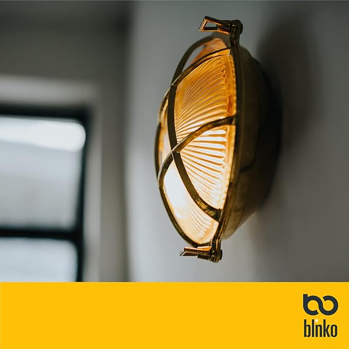 BLINKO Nautical Brass Bulkhead Wall Light, Vintage Retro Wall Sconce, - Image 4