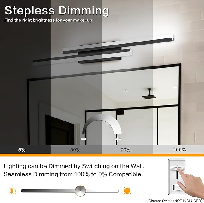 PRESDE 40 Inch LED Bathroom Vanity Light Bar, Modern Black Wall Lighting - Image 3