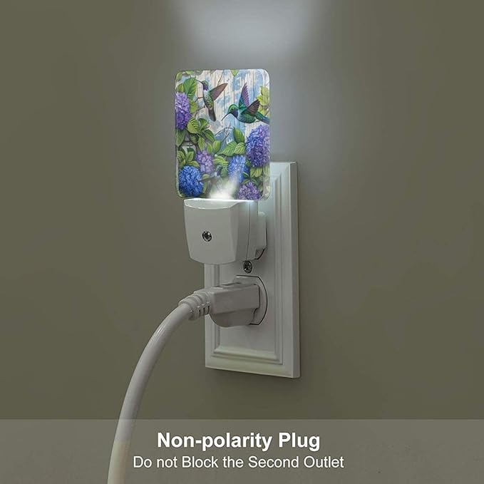 Led Night Light, Floral Hydrangea Hummingbird Decorative Plug in Nightlights - Image 4