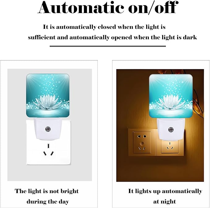 Sparkle Blue Zen Lotus Flower Night Light, Plug Into Wall Decor - Image 3