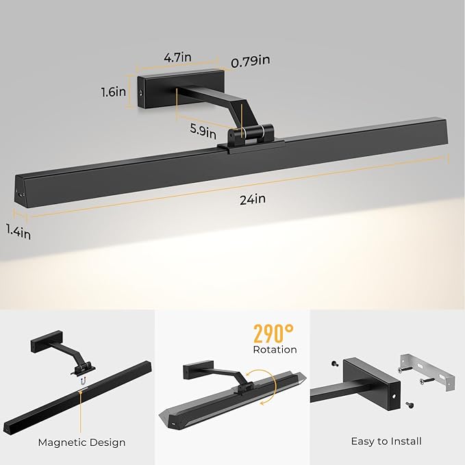 Picture Lights for Wall, Battery Operated Picture Light 24in Gallery Light for - Image 7