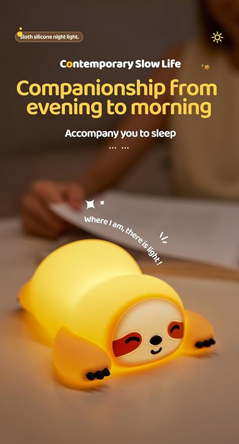 Cute Sloth Night Light, Animal Lamp, Food Grade Silicone, Rechargeable - Image 6