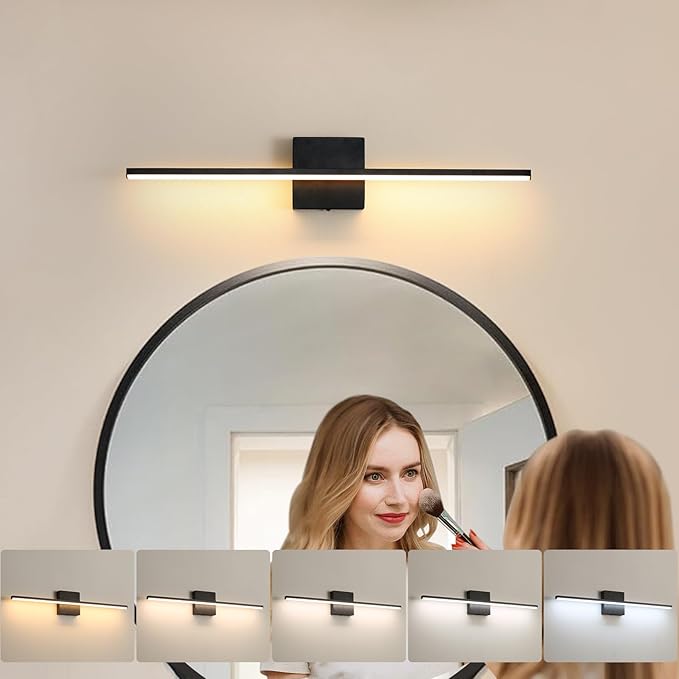 Modern Bathroom Vanity Light 16 Inch, 14W Black Bathroom Light Fixture Over - Image 2