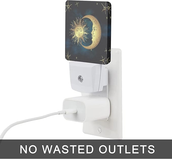 Celestial Moon Golden Sun Night Light, Boho Chic Stars Night Lights Plug into - Image 4