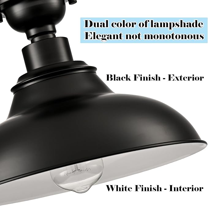 SAMTEEN Farmhouse Black Semi Flush Mount Ceiling Light 2 Pack Modern Barn - Image 6