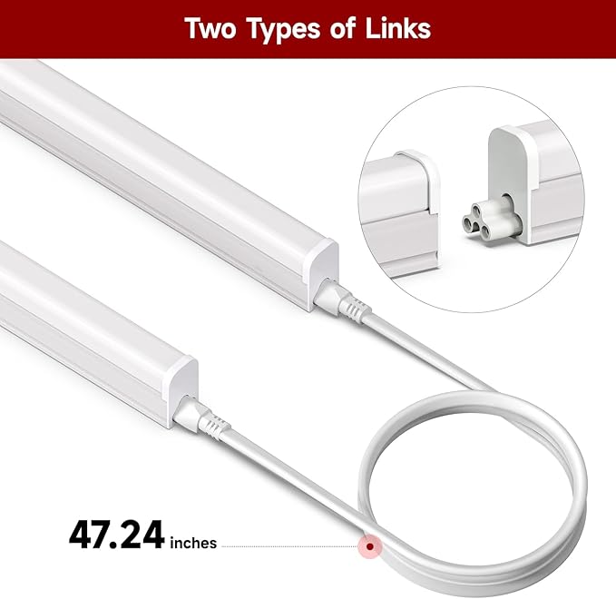 8 Pack T5 LED Shop Light, 5000K 1800LM, Linkable Utility Fixture - Image 4