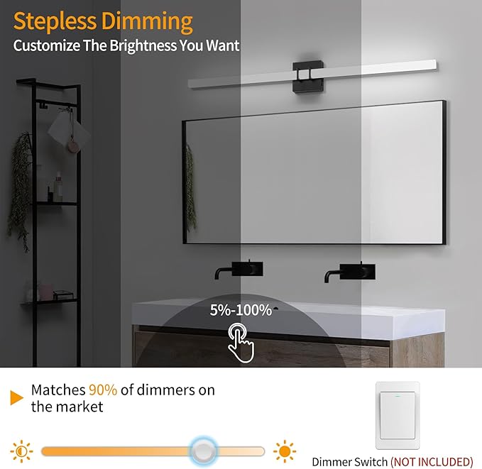 Modern Black Vanity Light Bar 40 Inch, 30W 5CCT Dimmable Bathroom Light - Image 5