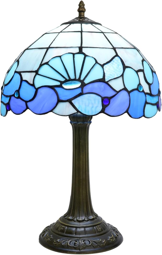 Blue Sea Style Stained Glass Table Lamps Shell Tiffany Lamp Bedroom Bedside - Image 2