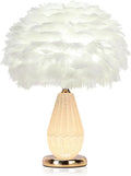 Feather Table Lamp with Cracked Ice Glass Bottle & Gold Base, 2 Separate Lights by LINCWONZ