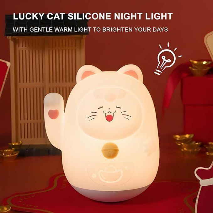 Cute Cat Night Light for Kids, LED Nursery Lamp Dimmable & Rechargeable - Image 2