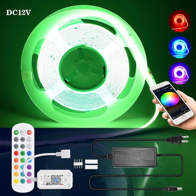 INDARUN RGB COB Led Strip Light 16.4FT/5M, 24V Color Changing Led Strip Lights - Image 8