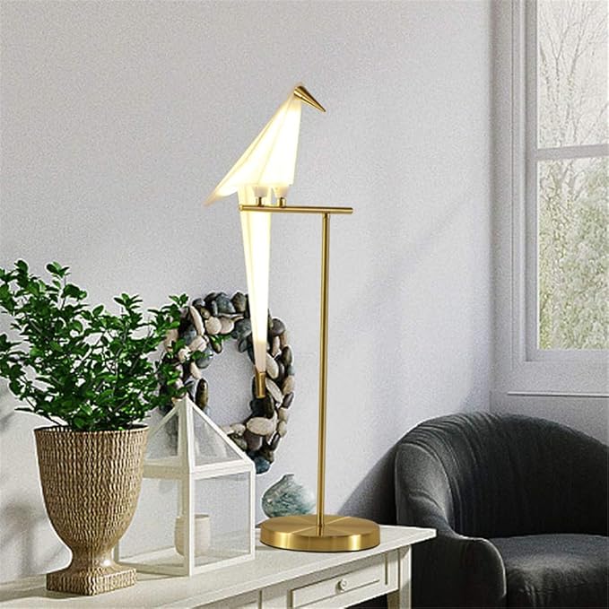MORE CHANGE 28.5 inch LED Table Lamp, Modern Bird Table Light Gold Metal - Image 6