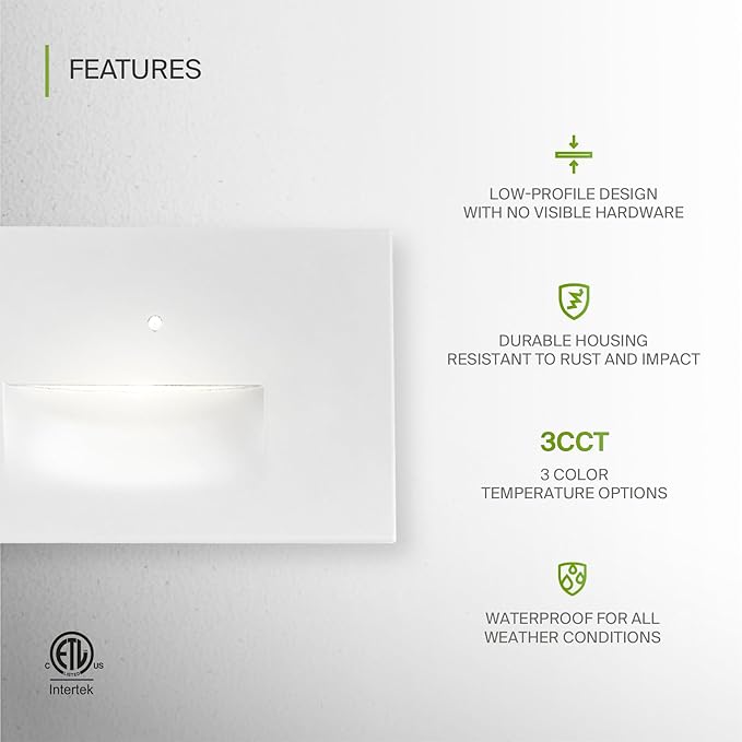 ASD LED Recessed Step Light Fixture, Dusk to Dawn Outdoor Stair Tread Lighting - Image 3