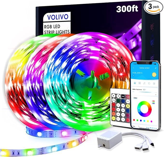 VOLIVO 300ft LED Strip Light Bluetooth, Color Changing LED Strip Lights by VOLIVO