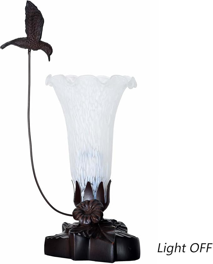 Bieye LL10 Hummingbird Flying Over Lily Flower Blown Glass Table Lamp - Image 4