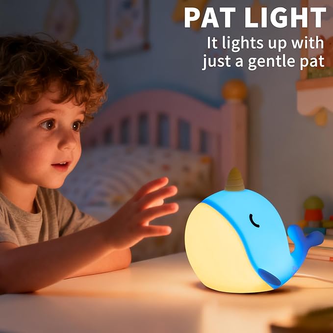 Cute Narwhal Night Light, Tap Control - Image 5