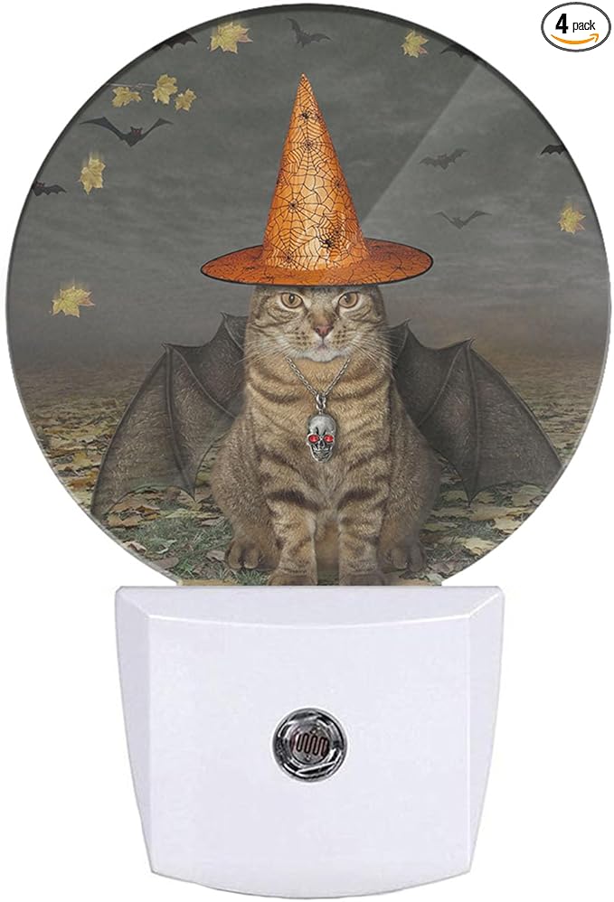 EKOBLA Halloween Bats Cat LED Night Light Autumn Maple Leaves Dusk to Dawn by EKOBLA