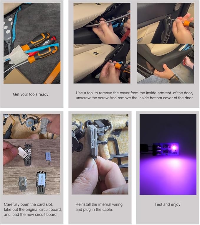 NJSBYL 2PCS Purple-White Interior Ambient Lighting Circuit Board - Image 5
