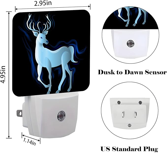 Blue Deer Night Light, Plug Into Wall Decor - Image 2