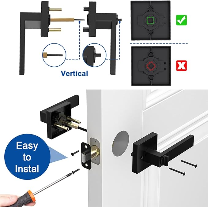 Estmoon 1 Pack Door Handle Black Interior Door Knobs, Keyless Privacy Door Lock - Image 5