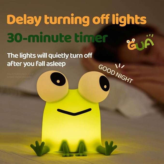 Frog Night Light for Kids, Rechargeable Bedside Touch Lamp, - Image 6