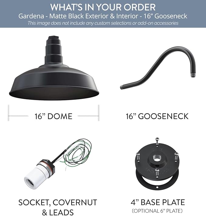 Steel Lighting Co. Gardena Barn Light | Outdoor Wall Mounted | 16" Dome | | - Image 6