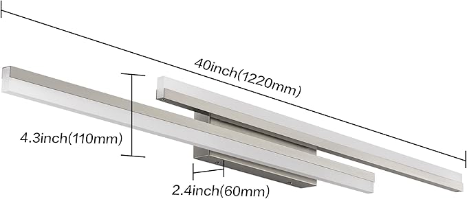 PRESDE 48 Inch LED Bathroom Vanity Light Bar, Modern Brushed Nickel Bath - Image 4