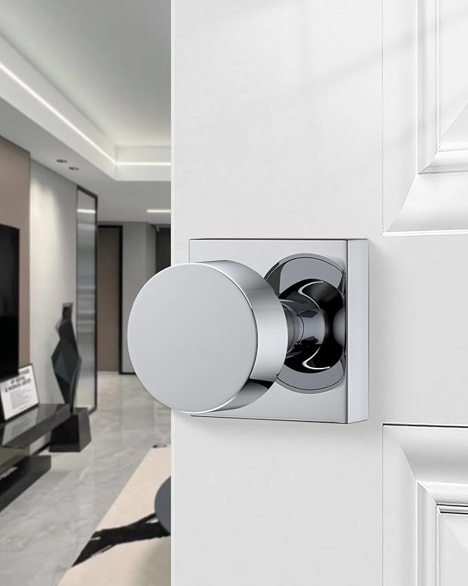Haidms Polished Chrome Door Knobs Passage, Heavy Duty Square Hall and Closet - Image 2