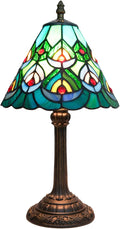 Green Peacock Decor Small Tiffany Style Table Lamp Antique Stained Glass Lamps by TIFLRIS