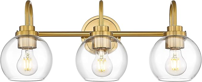 Bathroom Light Fixtures, 3-Light Brushed Gold Vanity Lights by Audickic