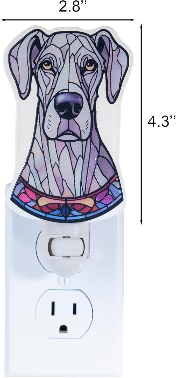 Great Dane Dog Shaped Night Light – Stained Glass Styled Cutout Design – - Image 3