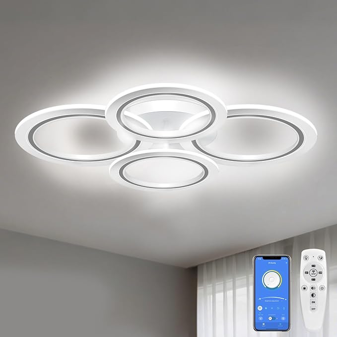 Modern LED Ceiling Light, 3 Color Temps, Adjustable Brightness, Remote & APP by MARYRAIN