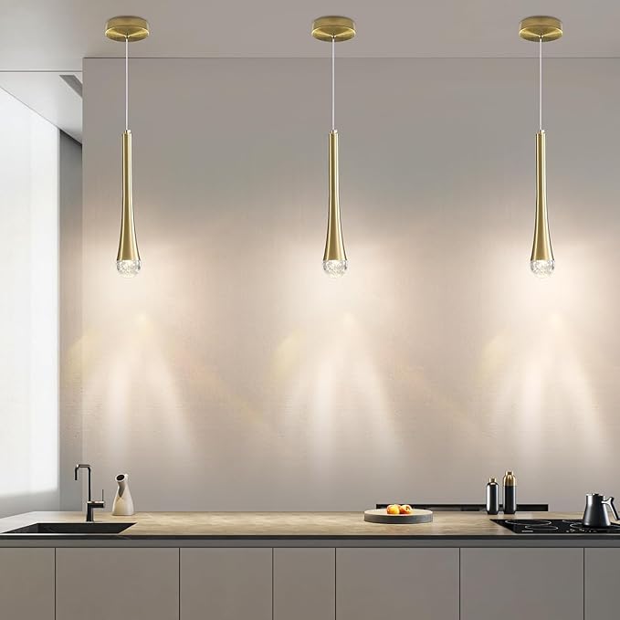 2 Pack Modern Gold LED Pendant Light, Kitchen Island Ceiling Hanging Lights - Image 7