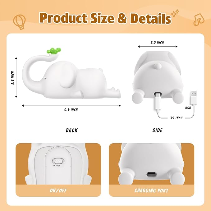 Silicone Elephant Night Light for Kids - Image 5
