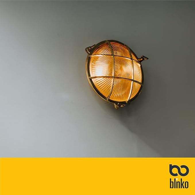 BLINKO Nautical Brass Bulkhead Wall Light, Vintage Retro Wall Sconce, - Image 8